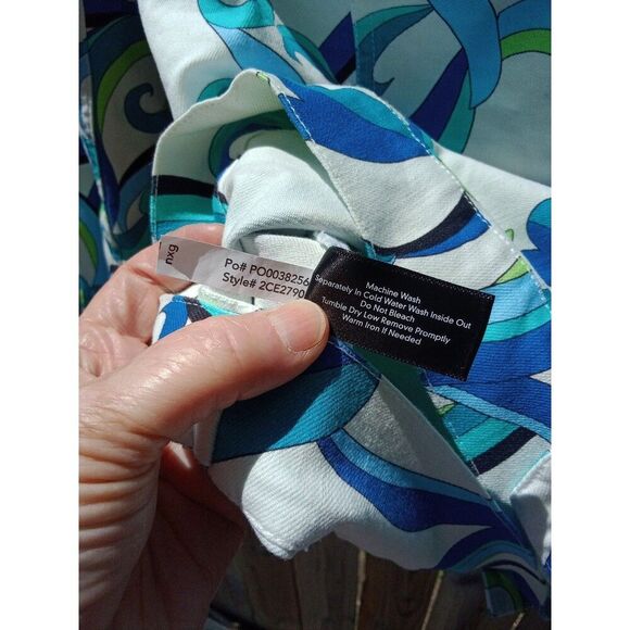 Boston Proper Denim Jacket Paisley White Blue X-Small - Picture 6 of 6